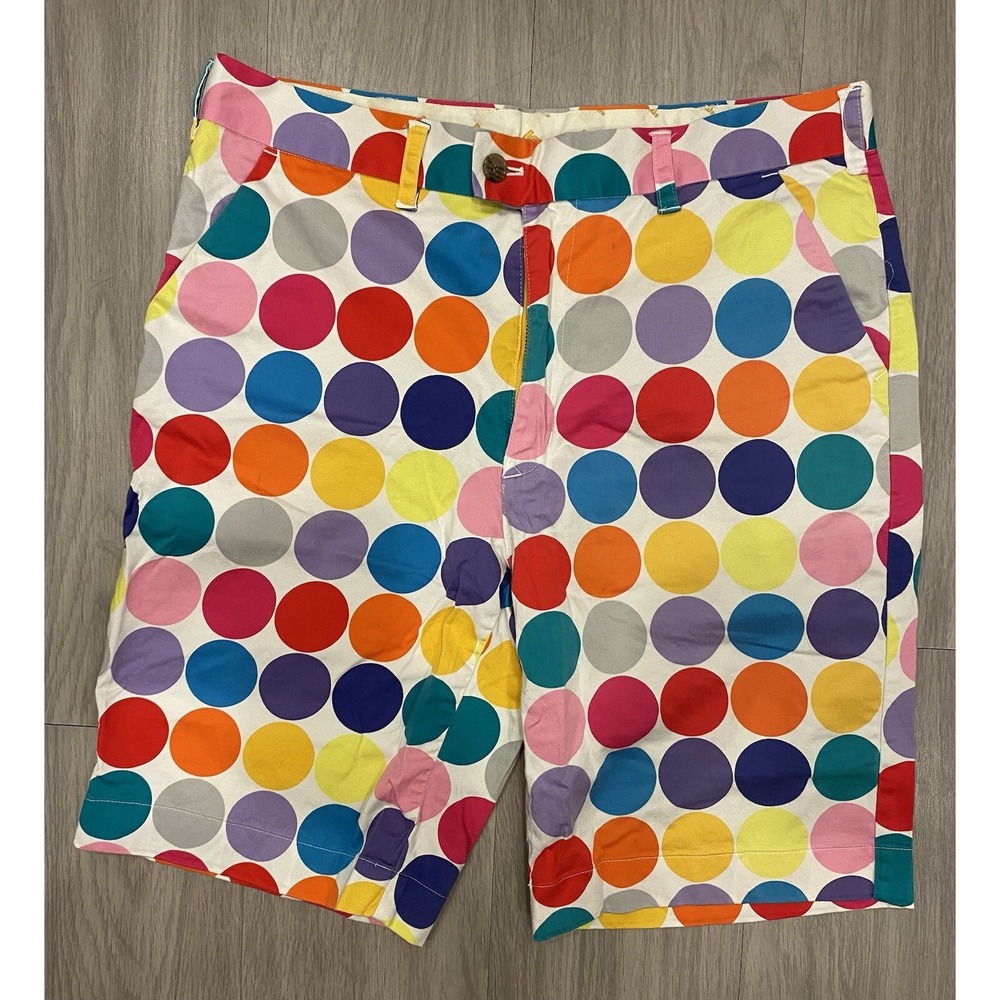 Loudmouth Golf Mens Sz 36 Polka Dot Chino Shorts Multicolor Pockets Bright